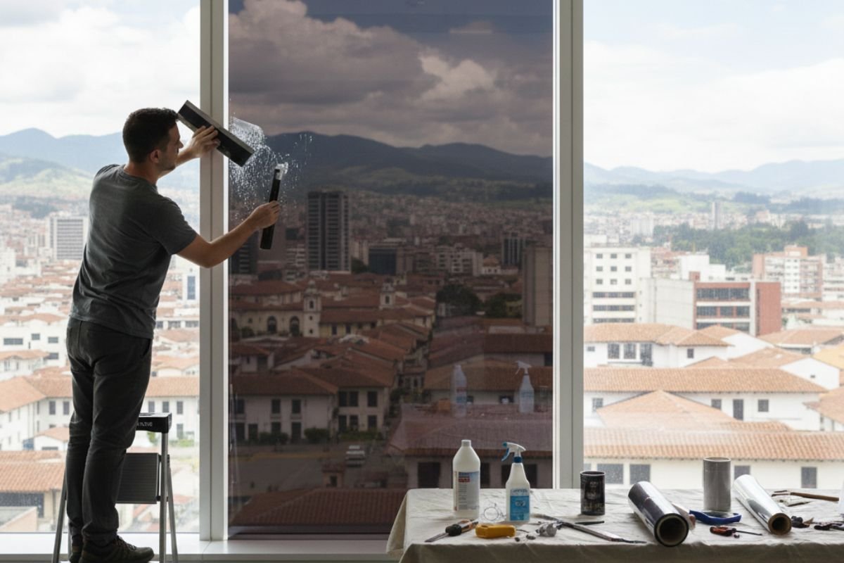 Láminas de seguridad instaladas en viviendas de Quito para reforzar ventanales y prevenir intrusiones.